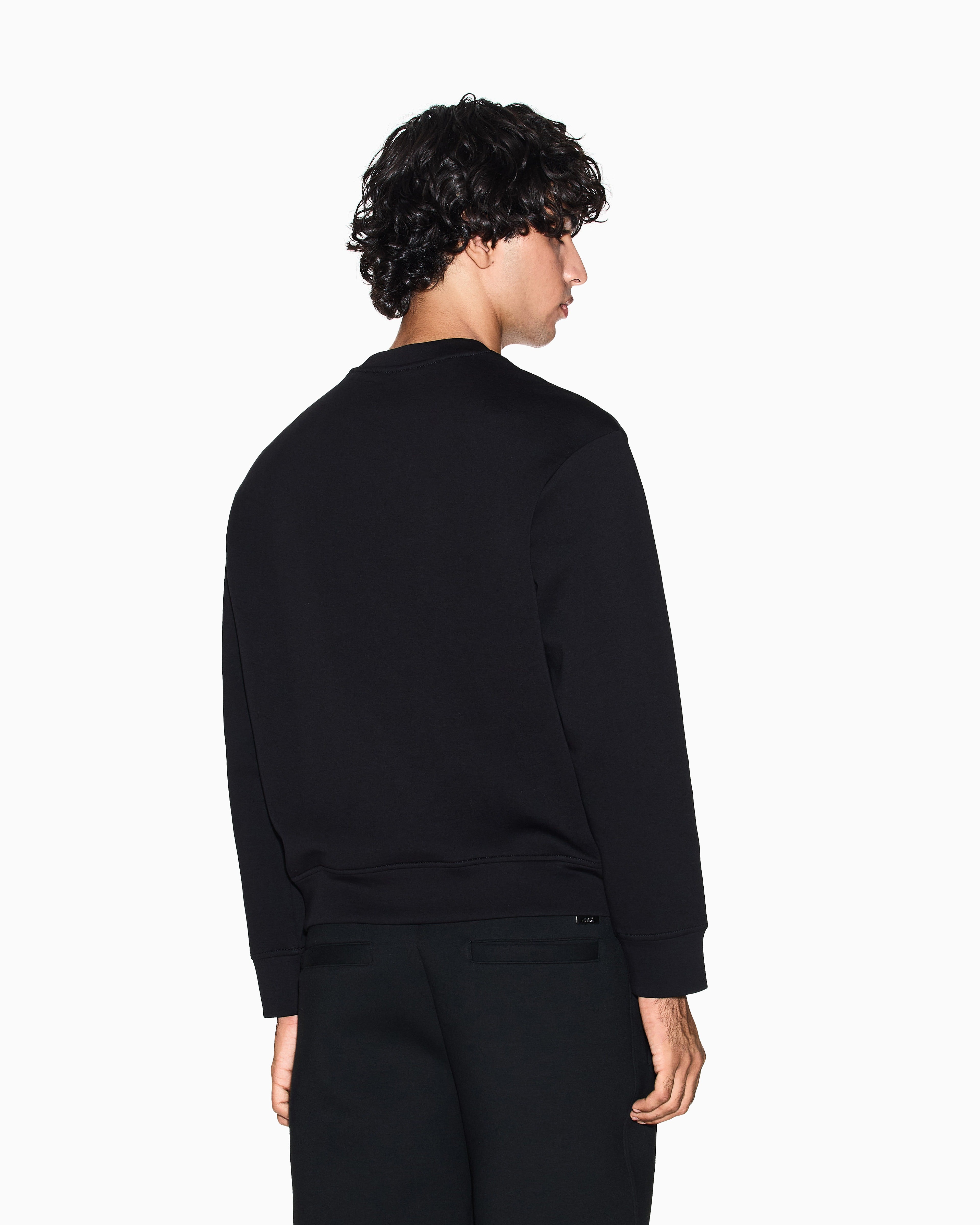 Men Black Black and Gold Relaxed Fit Sweatshirts - Armani Exchange